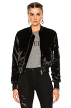 Amiri Long Pile Velvet Bomber Jacket In Black