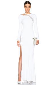 Emilio Pucci Long Sleeve Gown With Slit In White
