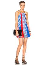 Kenzo Houndstooth Poly Dress In Blue,red,geometric Print
