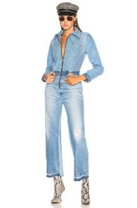 Re/done Levi's Flared Denim Jumpsuit In Blue