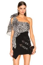 Redemption One Shoulder Leo Ruched Top In Animal Print,gray