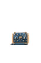 Fendi Small Raffia Trim Logo Embroidered Kan I Logo In Blue