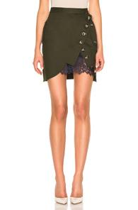 Self-portrait Utility Mini Skirt In Green