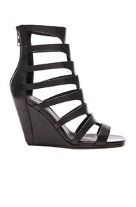 Rick Owens Leather Nautilus Wedges In Black