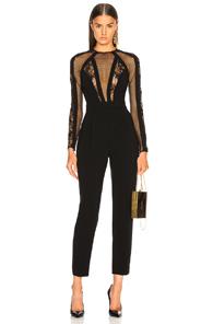 Zuhair Murad Mesh & Lace Paneled Jumpsuit In Black