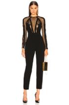 Zuhair Murad Mesh & Lace Paneled Jumpsuit In Black