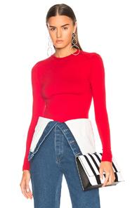 Joostricot Bodycon Crew Neck Sweater In Red