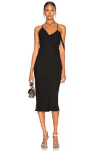 Michelle Mason Midi Dress With Draped Cowl Neck In Black