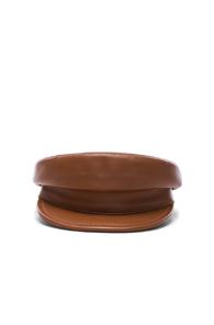Janessa Leone Mattie Fisherman Leather Cap In Brown