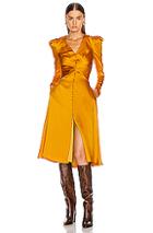 Jonathan Simkhai Ruched Front Sateen Dress In Yellow