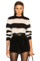 Saint Laurent Mohair Chevron Sweater In Black,stripes,white