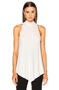 Proenza Schouler Satin Back Crepe Turtleneck Swing Top In White