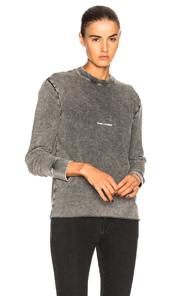 Saint Laurent Cropped Small Logo Sweatshirt In Black
