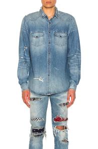 Amiri Western Denim Shirt In Blue