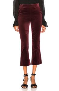 Frame Velvet Slit Pant In Red