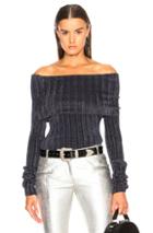 Sies Marjan Daphne Velour Rib Off Shoulder Sweater In Blue