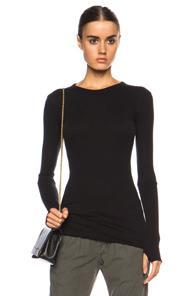Enza Costa Cuffed Crew Cashmere-blend Sweater In Black