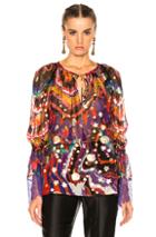 Roberto Cavalli Printed Woven Blouse In Abstract,metallics,purple,red