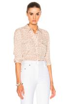 Equipment Cropped Sleeve Signature Top In Abstract,animal Print,neutrals