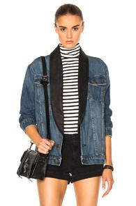 Current/elliott Tuxedo Boyfriend Trucker In Blue