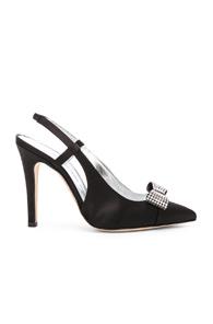 Alessandra Rich Satin Swarovski Bow Pumps In Black