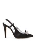 Alessandra Rich Satin Swarovski Bow Pumps In Black