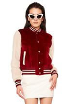Saint Laurent Mink Fur Teddy Bomber Jacket In Red