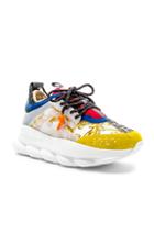 Versace Chain Reaction Sneakers In Yellow,paisley