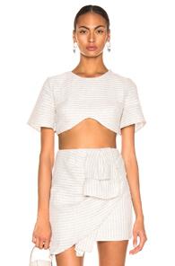 Atoir Mess Is Mine Crop Top In Gray,stripes,white
