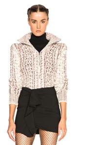 Isabel Marant Easley Victorian Irish Knit Sweater In Red,neutrals