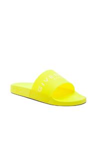 Givenchy Polyurethane Slides In Yellow,neon
