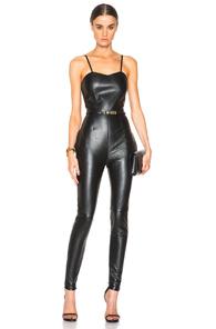 Saint Laurent Leather Jumpsuit In Black