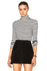 Pam & Gela Turtleneck Zip Tee In Black,white,stripes