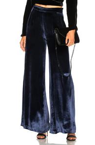 Fleur Du Mal Velvet Wide Leg Pant In Blue