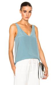 Tibi V-neck Silk Cami In Blue