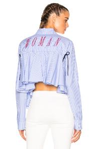 Off-white Back Ruffle Striped Shirt In Blue,stripes