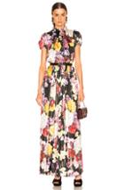 Dolce & Gabbana Multi Floral Lurex Short Sleeve Gown In Black,floral