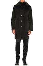 Opening Ceremony Faux Suede & Shearling Back Over Coat In Black