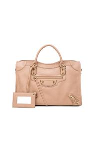 Balenciaga Metallic Edge City In Neutrals,pink