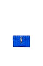 Saint Laurent Small Monogram Quilted Wallet In Blue