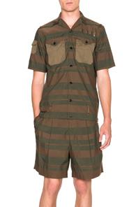 Kolor Striped Button Down Shirt In Brown,stripes