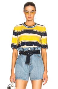 3.1 Phillip Lim Striped Sequin Top In Blue,stripes,yellow