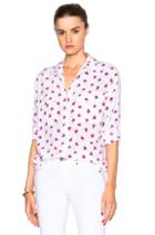 Equipment Signature Gathered Berry Top In White,abstract