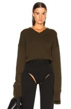 Helmut Lang Cashmere High V Neck Sweater In Green