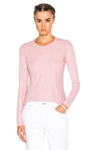 James Perse Long Sleeve Crew Top In Pink