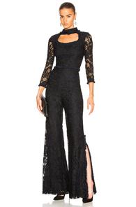 Alexis Debra Lace Jumpsuit In Black,blue