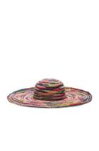 Sensi Studio Long Brim Lady Crochet Hat In Green,pink,red,stripes
