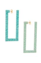 Rebecca De Ravenel Geo Hoop Earrings In Blue,green