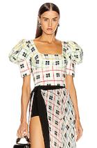 Silvia Tcherassi Brett Top In Green,plaid,white