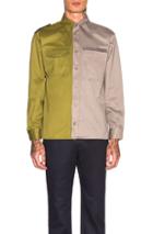 Gosha Rubchinskiy Bicolor Gabardine Shirt In Gray,green